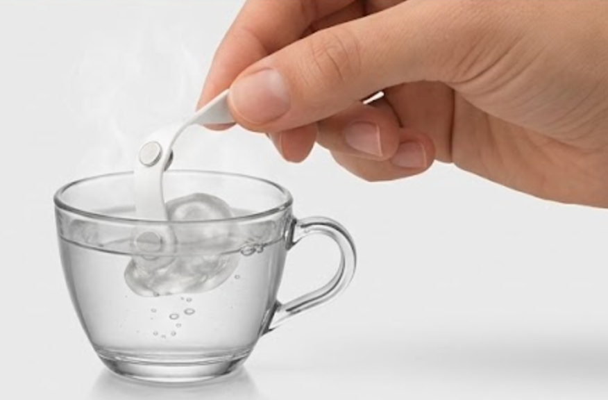 Softening the plug blank in a cup of hot water