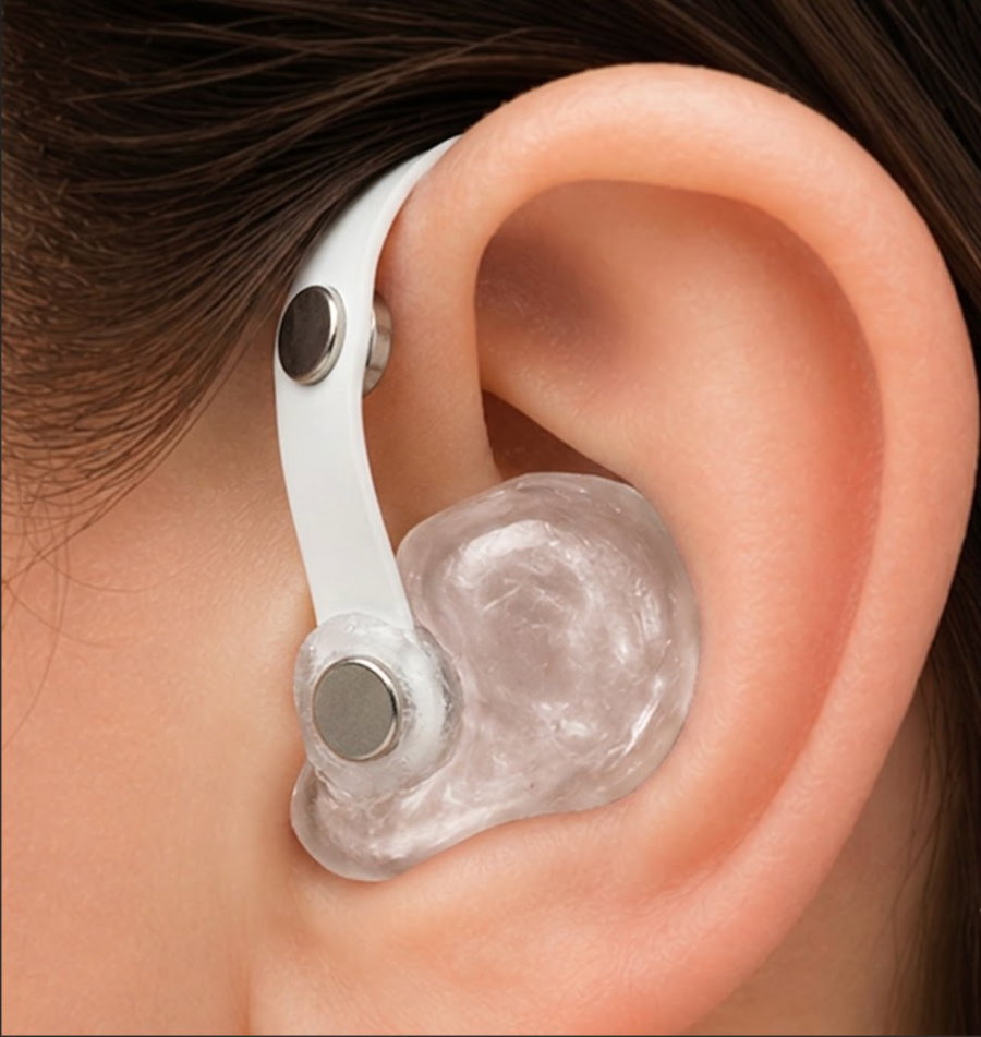 Molded EarArmor plug worn in the ear