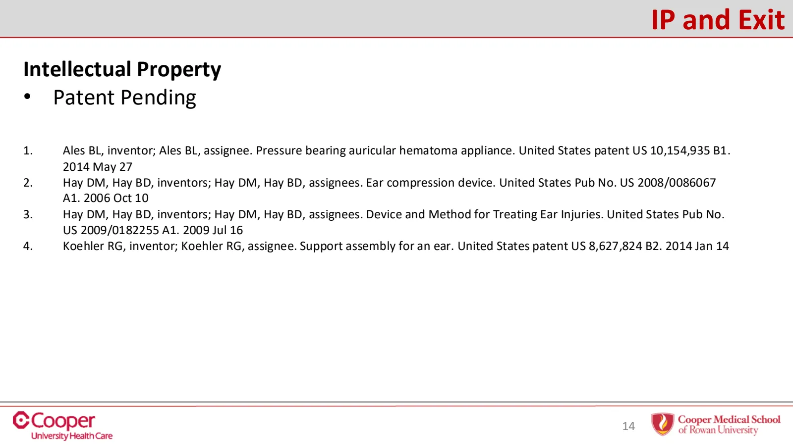 Slide 14 of 32: IP and exit: intellectual property