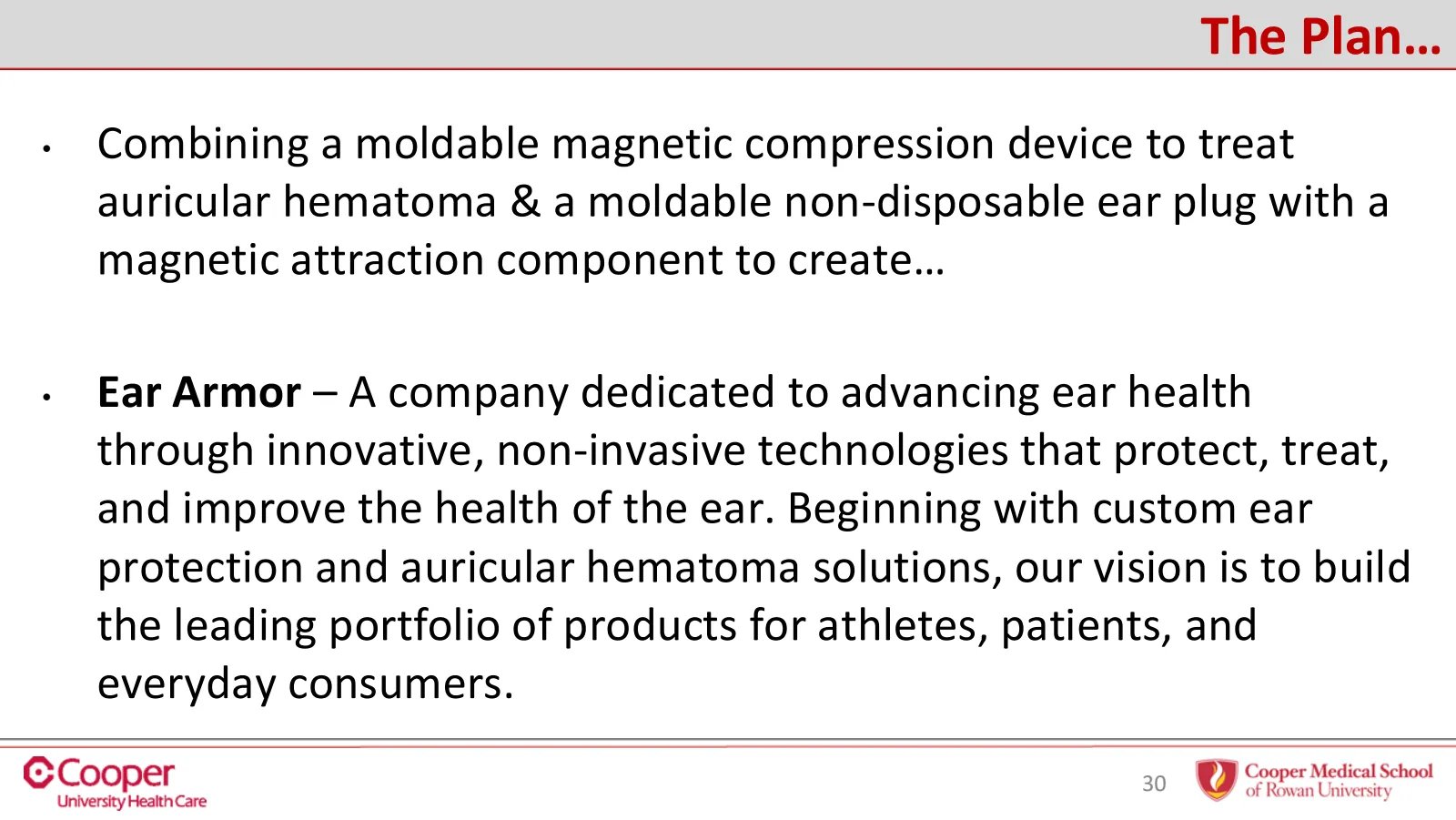 Slide 30 of 32: The plan